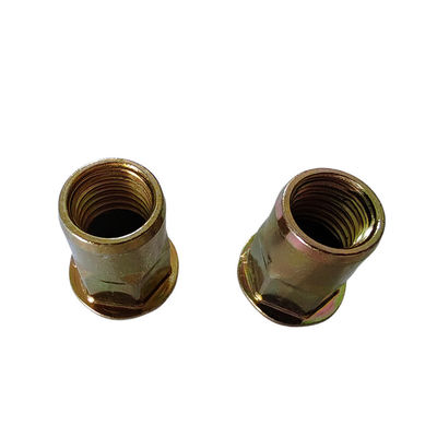 経済的な黄色の亜鉛塗装半ヘックスオープンリベットナッツ 薄いシート炭素鋼