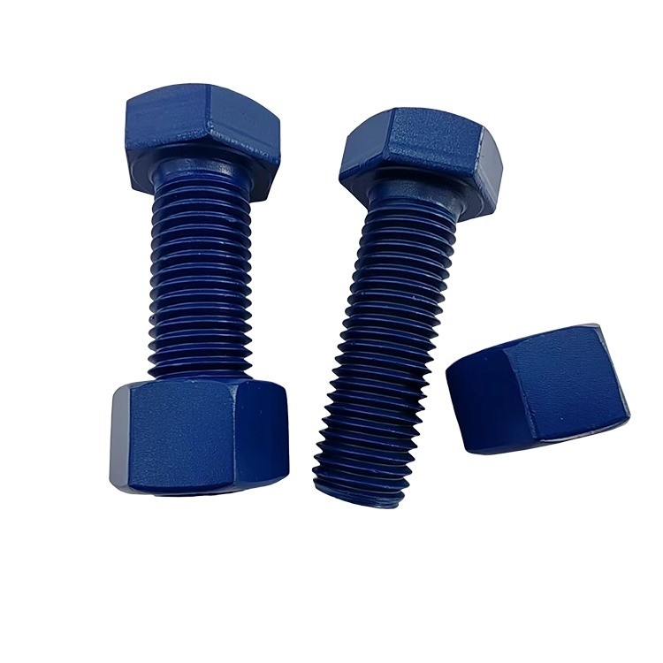 ステンレス鋼長長双端スレッドストッドストッドPTFE仕上げヘックスナッツセット 10mm-1000mm